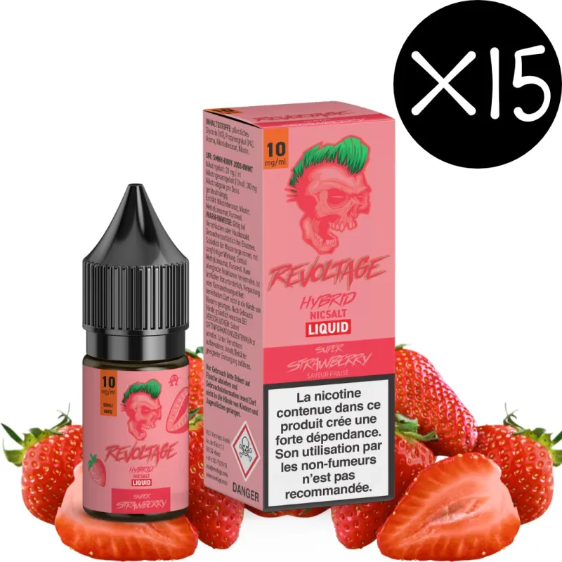 Pack x15 Revoltage - Eliquide 10ml - Fraise