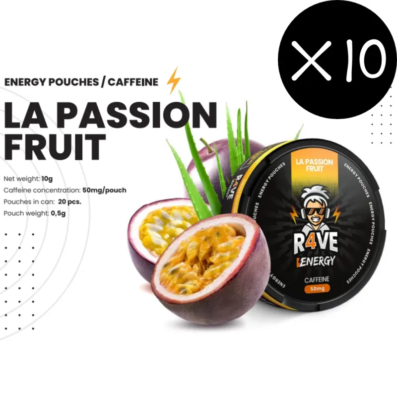 Pack x10 Caffeine Pouches - 50mg - Fruit de la Passion