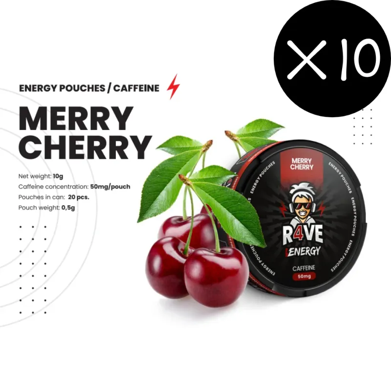 Pack x10 Caffeine Pouches - 50mg - Cerise